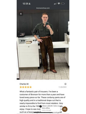 NON STOCK XL Corduroy Pants Men Pleated Casual Trousers Slacks Workwear Pant